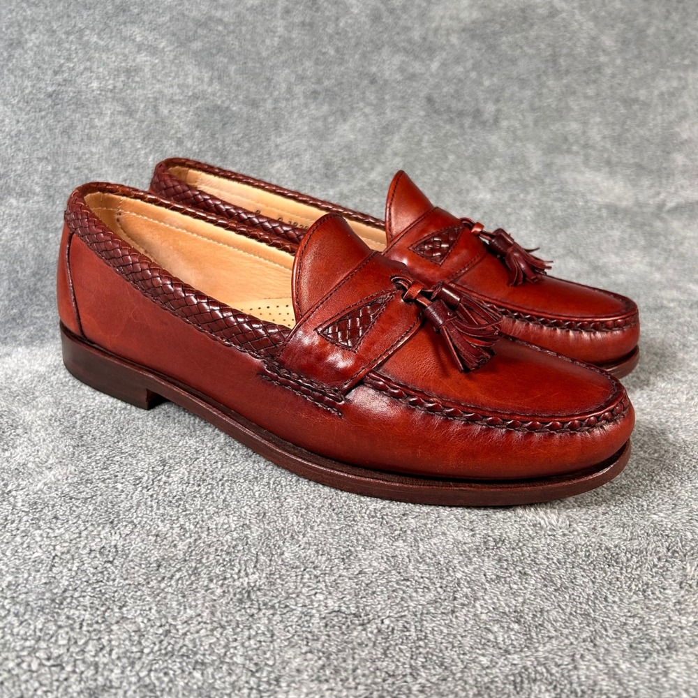 Allen Edmonds Tassel Loafers Maxfield Mens 9 C Chili Brown Leather Braided 47716